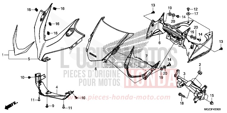 UPPER COWL for CBR500R ABS GRAPHITE BLACK (NHB01) from 2014